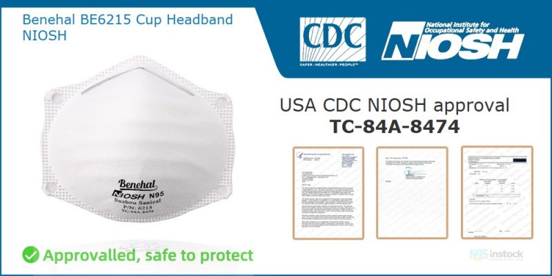 benehal 6215 protective genuine tc 84a 8474 approved original n95 facepiece certification cdc niosh be6215 cup headband niosh shop item