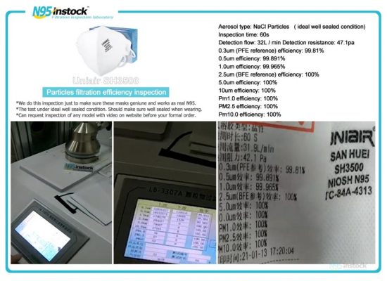 san huei sh3500 n95facemasks cheap instock shinning niosh original test report sh3500 uniair niosh tc 84a 4313_02
