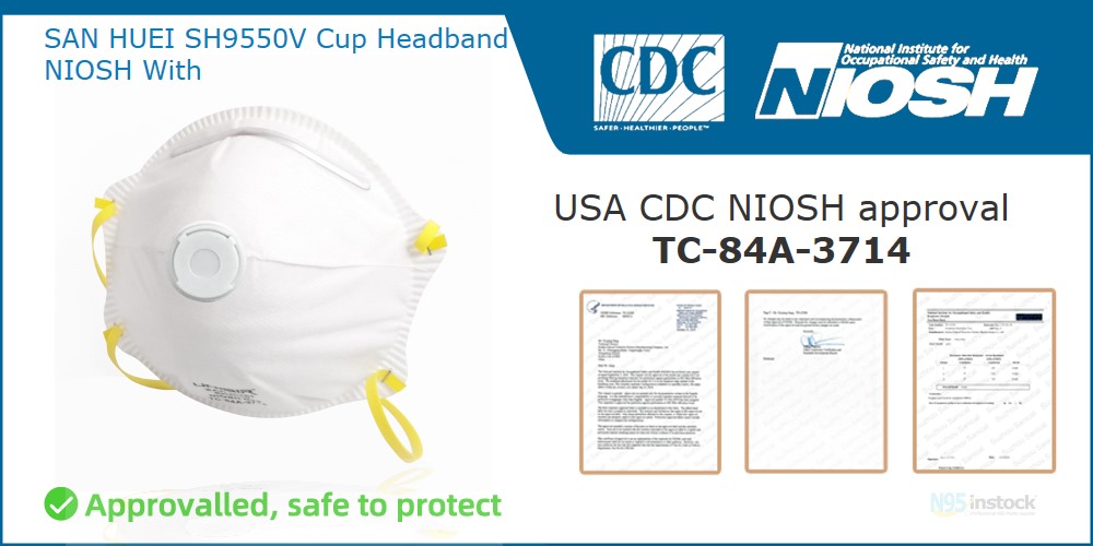 san huei sh9550v n95 original valve instock head facemask cdc niosh cup headband niosh with buy