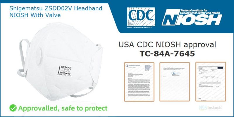 shigematsu dd02v n95fold mask headband headbands genuine cdc niosh zsdd02v niosh with valve