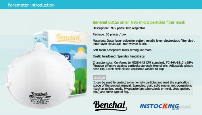 benehal ms6815s retails niosh lowprice n95 head wearing cup description benehal ms6815s03