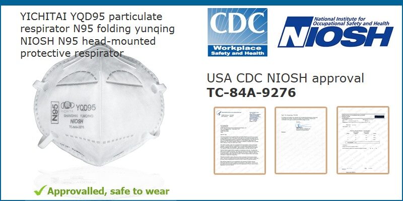 n95 mask bulk order instock face respirators cdc niosh YICHITA yqd95 particulate n95 folding yunqing niosh head mounted protective gallery